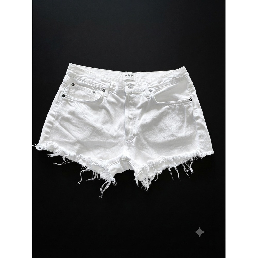 AGOLDE Parker Vintage CutOff Short White Denim High Rise Frayed Hem 29 A026-1183
